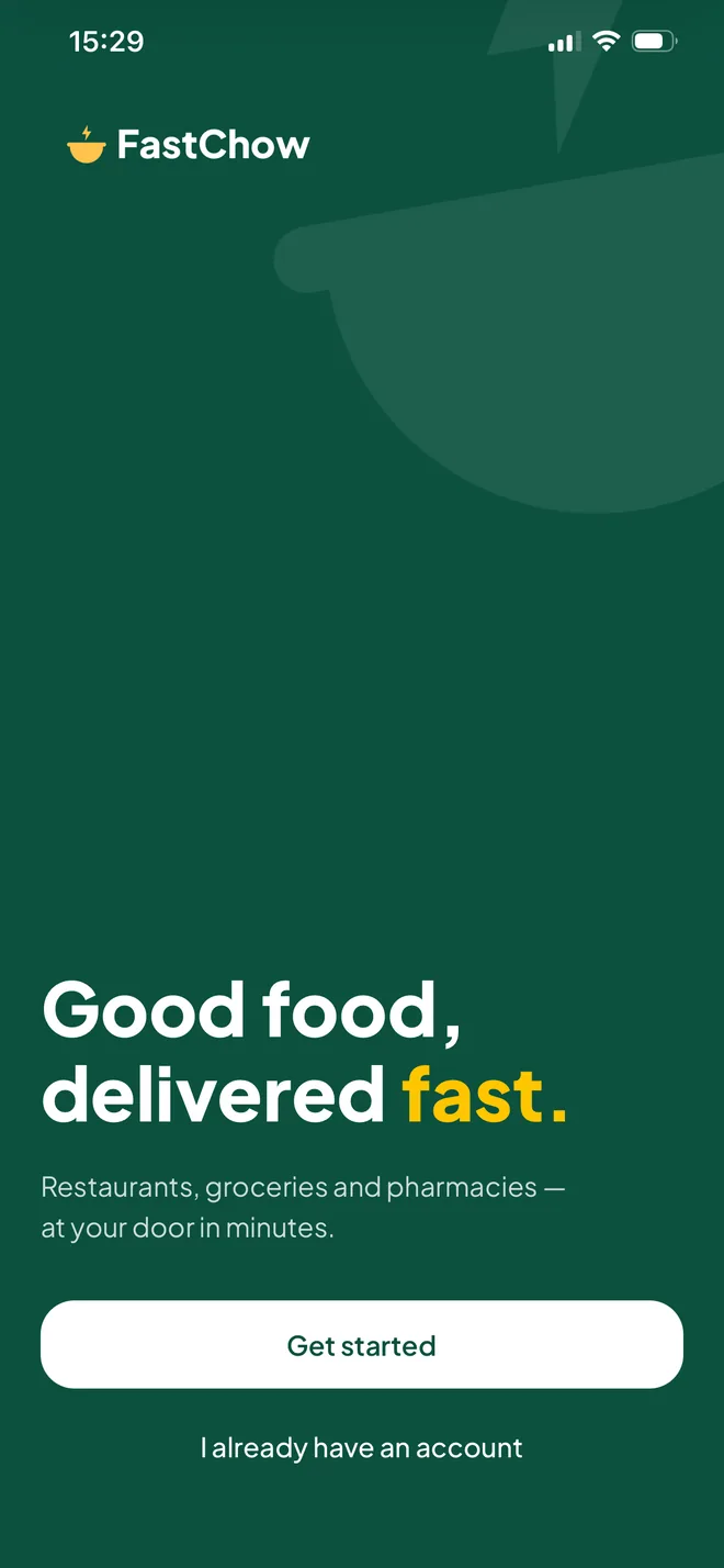 FastChow onboarding screen