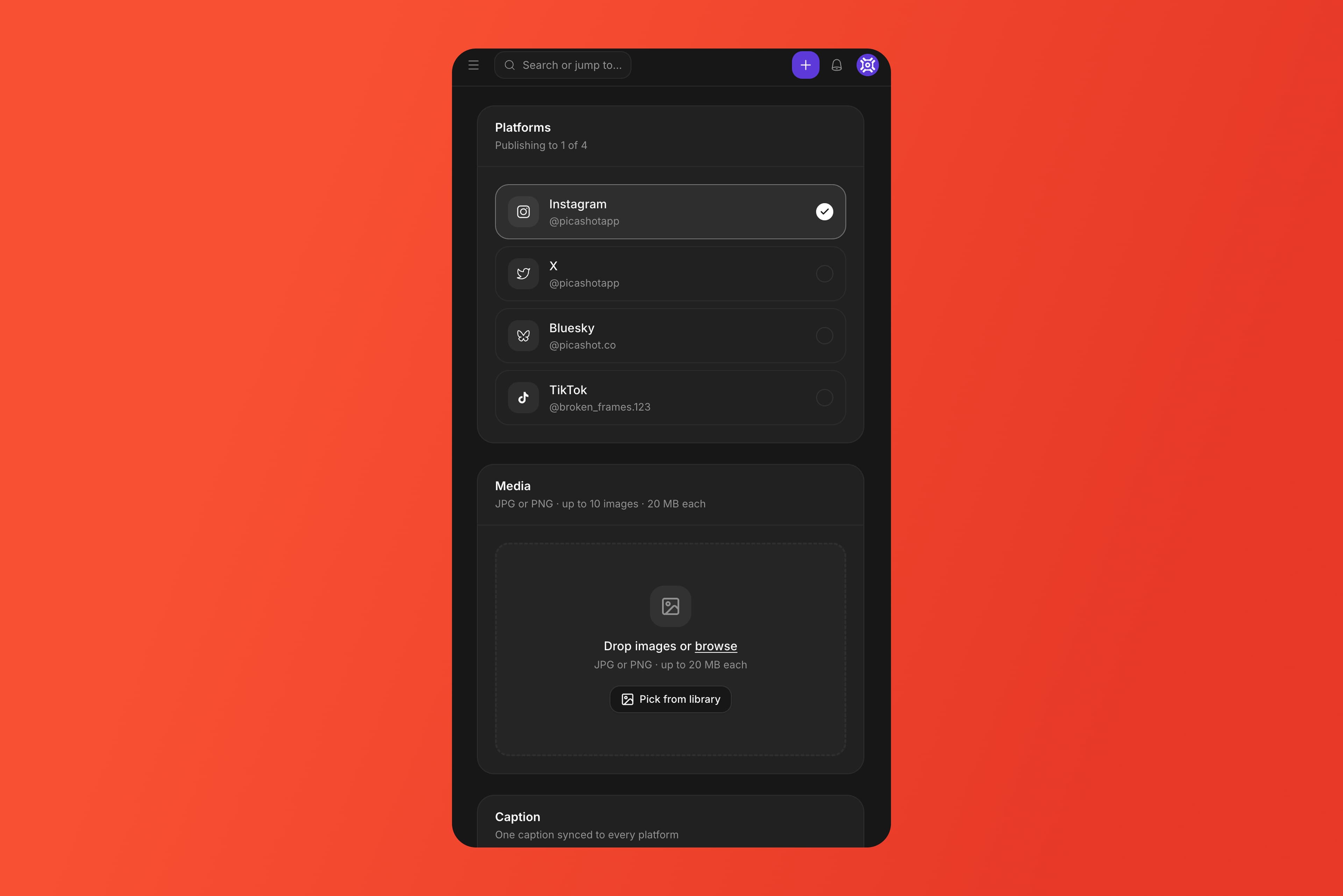 Screenshot of crossposting feature