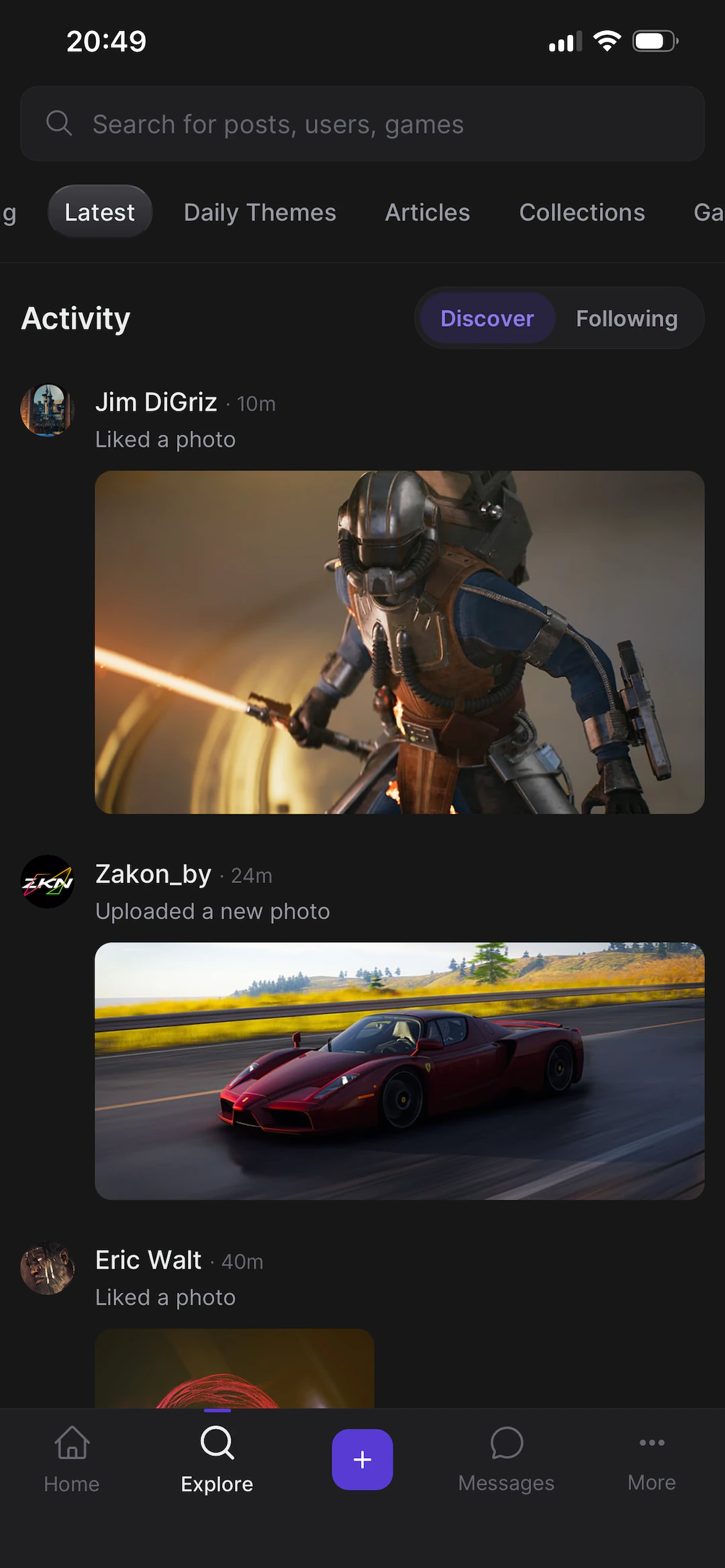 Picashot, the activity screen