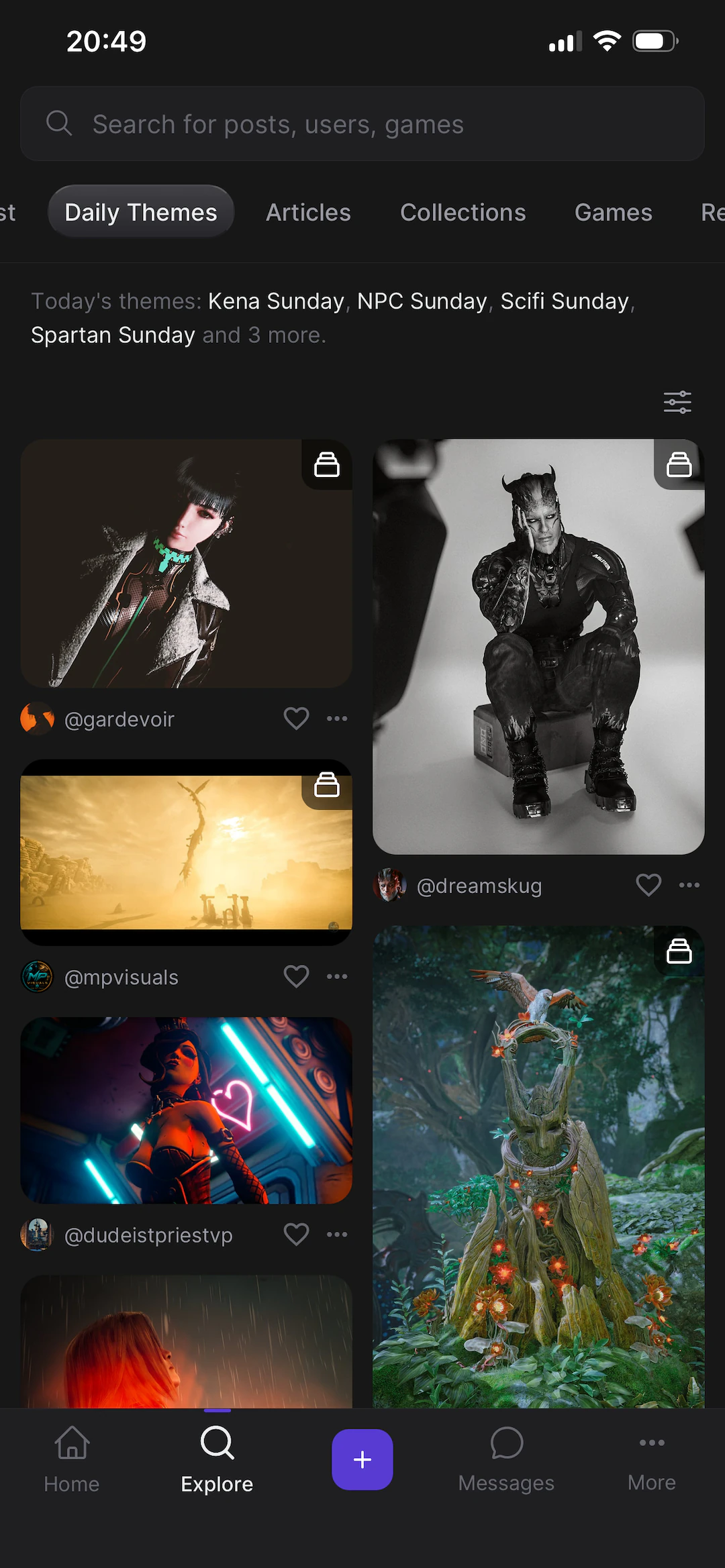 Picashot, the daily themes screen
