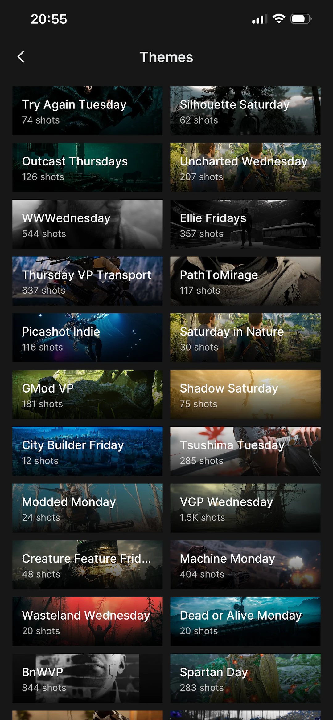 Picashot, the all themes screen