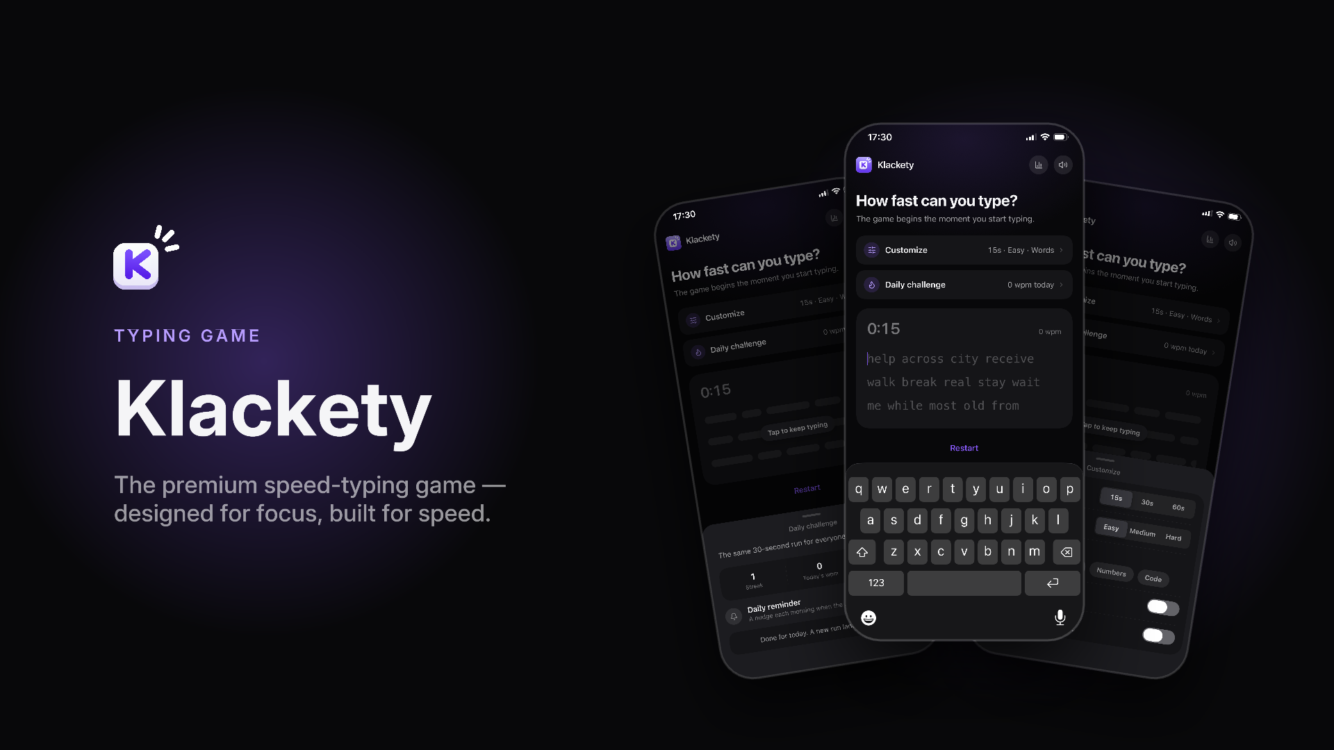 Klackety, speed typing that sounds like a keyboard